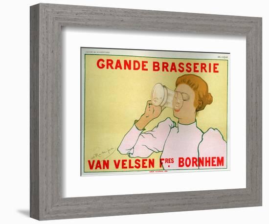 Food and Beverage. Big Brewery Van Velsen, Belgium. Poster by Armand Rassenfosse, Belgium, c.1890-Armand Rassenfosse-Framed Giclee Print