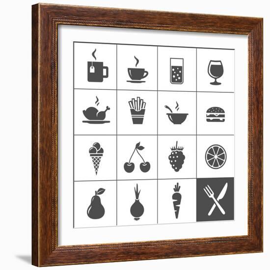 Food and Drink Icons-frbird-Framed Art Print