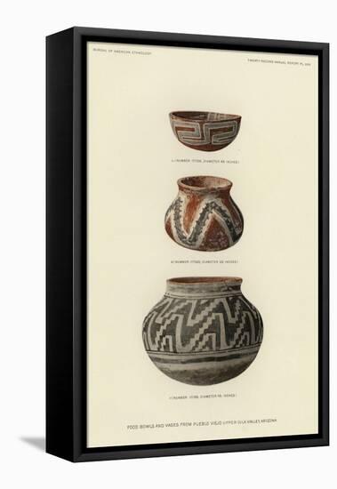 Food Bowls and Vases from Pueblo Viejo, Upper Gila Valley, Arizona-null-Framed Premier Image Canvas