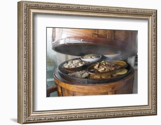 Food in bamboo steamer, Pengzhen, Chengdu, Sichuan Province, China-Keren Su-Framed Photographic Print