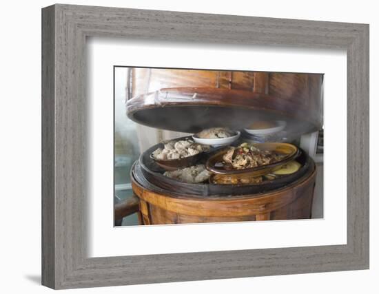 Food in bamboo steamer, Pengzhen, Chengdu, Sichuan Province, China-Keren Su-Framed Photographic Print