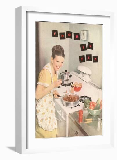 Food is Fun, Cooking on Stove Top-null-Framed Premium Giclee Print