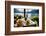 Food on a Restaurant Table with a Lake Como View-George Oze-Framed Photographic Print