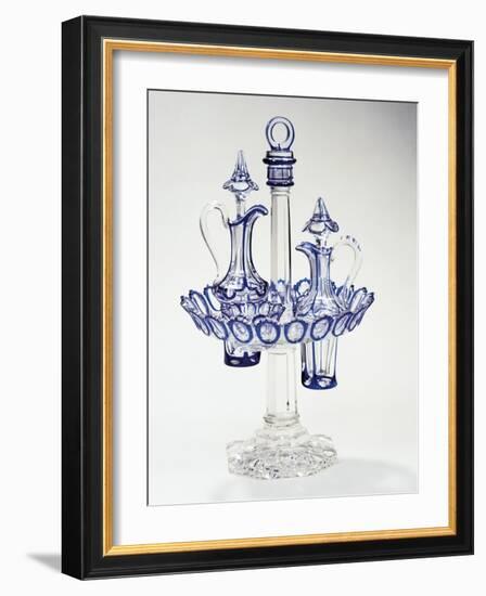 Food Stand with Salt and Pepper Shakers in Clear Glass Covered with Blue Glass-null-Framed Giclee Print