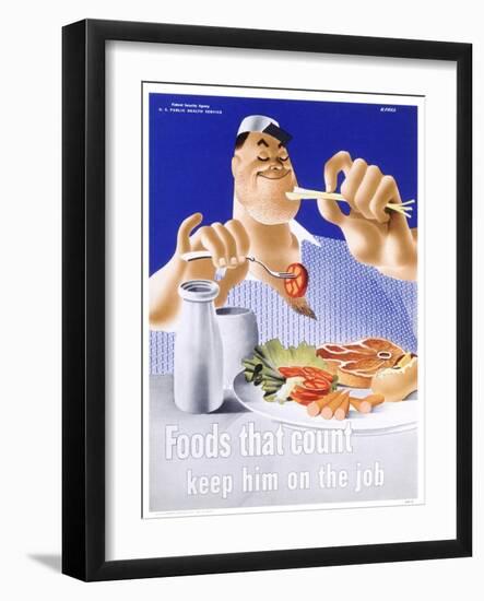 Foods That Count Keep Him on the Job-null-Framed Giclee Print