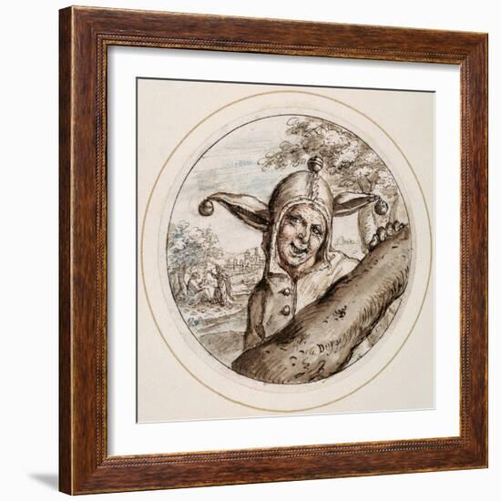 Fool with Cap and Bells, Early 17th Century-Crispin I De Passe-Framed Giclee Print