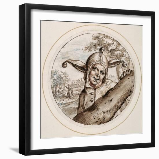 Fool with Cap and Bells, Early 17th Century-Crispin I De Passe-Framed Giclee Print