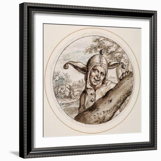 Fool with Cap and Bells, Early 17th Century-Crispin I De Passe-Framed Giclee Print