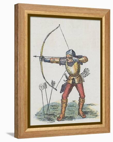 Foot Archer with Long Bow-English School-Framed Premier Image Canvas