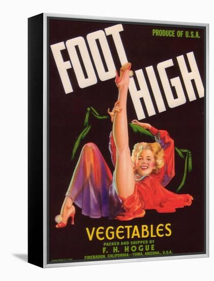 Foot High Vegetable Label - Firebaugh, CA-Lantern Press-Framed Stretched Canvas