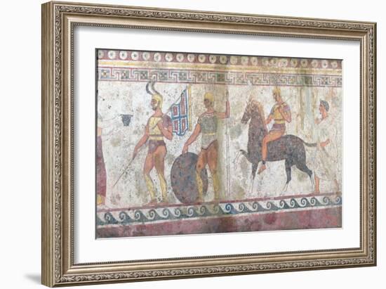 Foot Soldiers and Cavalry, Tomb Painting from Paestum-null-Framed Giclee Print