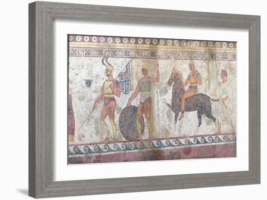 Foot Soldiers and Cavalry, Tomb Painting from Paestum-null-Framed Giclee Print