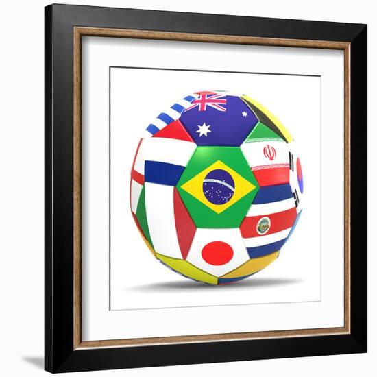 Football and Flags Representing All Countries Participating in Football World Cup in Brazil in 2014-paul prescott-Framed Art Print