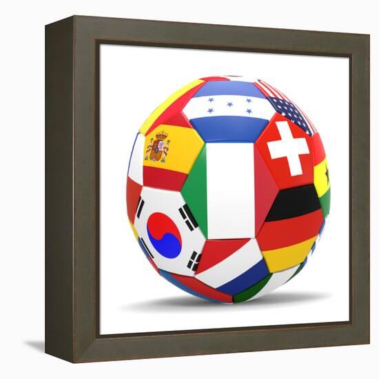 Football and Flags Representing All Countries Participating in Football World Cup in Brazil in 2014-paul prescott-Framed Stretched Canvas