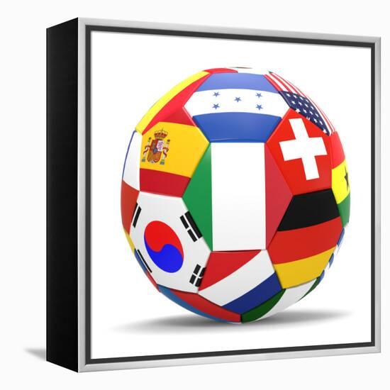 Football and Flags Representing All Countries Participating in Football World Cup in Brazil in 2014-paul prescott-Framed Stretched Canvas