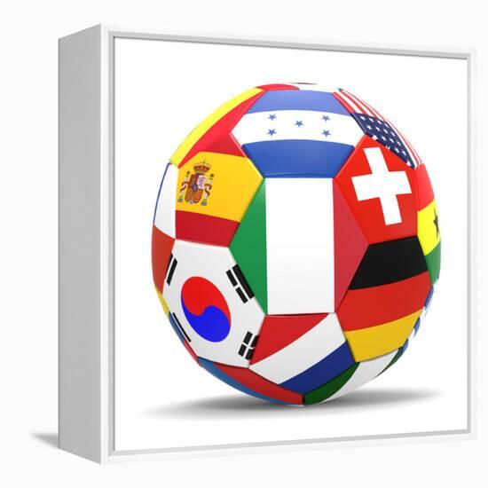 Football and Flags Representing All Countries Participating in Football World Cup in Brazil in 2014-paul prescott-Framed Stretched Canvas