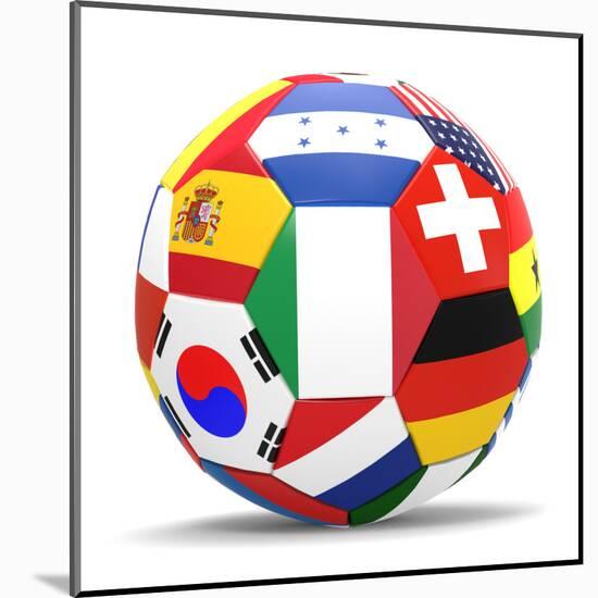 Football and Flags Representing All Countries Participating in Football World Cup in Brazil in 2014-paul prescott-Mounted Art Print