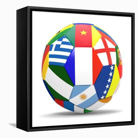 Football and Flags Representing All Countries Participating in Football World Cup in Brazil in 2014-paul prescott-Framed Stretched Canvas