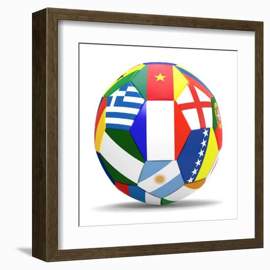 Football and Flags Representing All Countries Participating in Football World Cup in Brazil in 2014-paul prescott-Framed Art Print