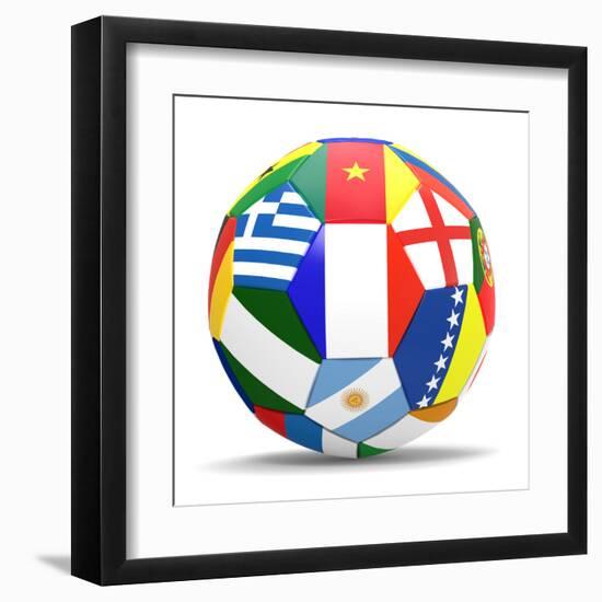 Football and Flags Representing All Countries Participating in Football World Cup in Brazil in 2014-paul prescott-Framed Art Print