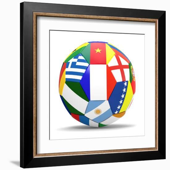 Football and Flags Representing All Countries Participating in Football World Cup in Brazil in 2014-paul prescott-Framed Art Print