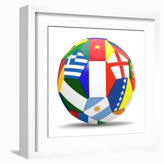 Football and Flags Representing All Countries Participating in Football World Cup in Brazil in 2014-paul prescott-Framed Art Print