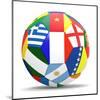 Football and Flags Representing All Countries Participating in Football World Cup in Brazil in 2014-paul prescott-Mounted Art Print