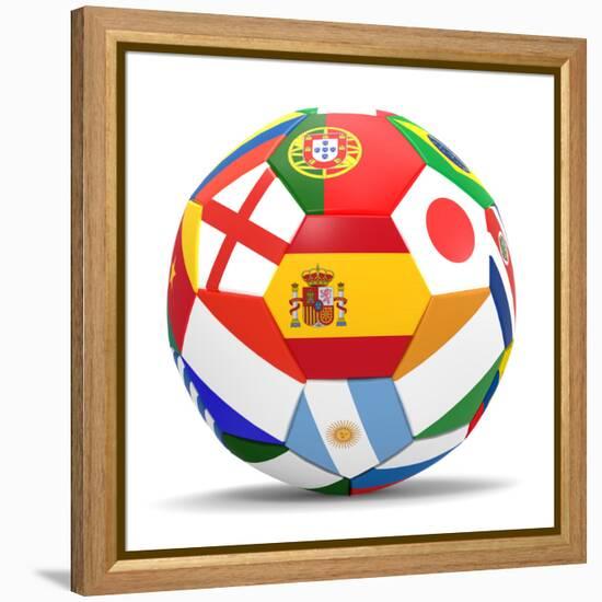 Football and Flags Representing All Countries Participating in Football World Cup in Brazil in 2014-paul prescott-Framed Stretched Canvas