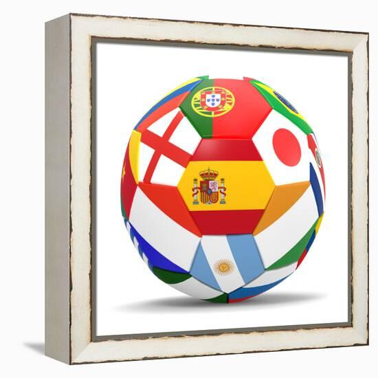 Football and Flags Representing All Countries Participating in Football World Cup in Brazil in 2014-paul prescott-Framed Stretched Canvas