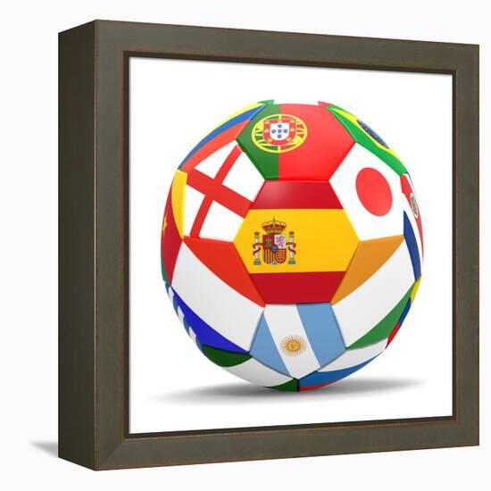 Football and Flags Representing All Countries Participating in Football World Cup in Brazil in 2014-paul prescott-Framed Stretched Canvas