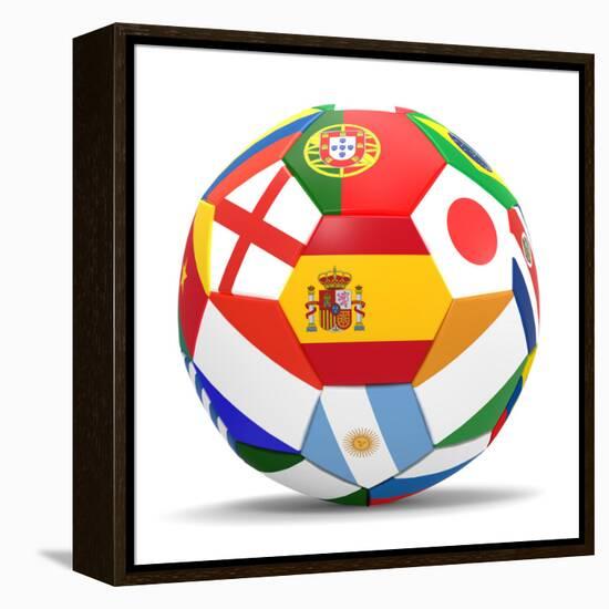 Football and Flags Representing All Countries Participating in Football World Cup in Brazil in 2014-paul prescott-Framed Stretched Canvas