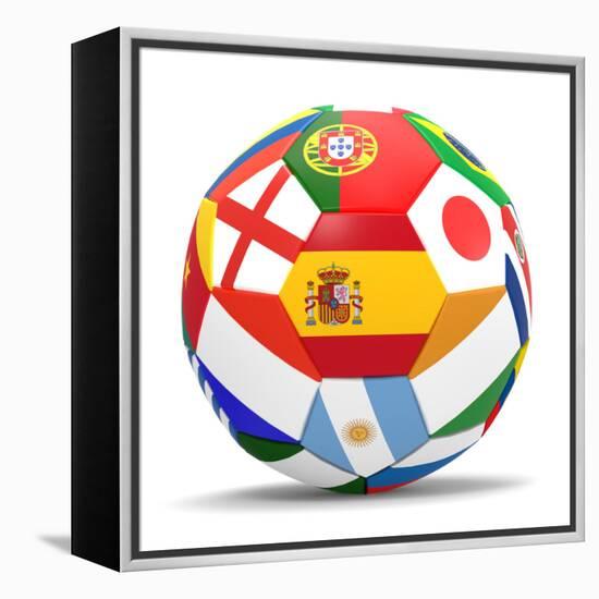 Football and Flags Representing All Countries Participating in Football World Cup in Brazil in 2014-paul prescott-Framed Stretched Canvas