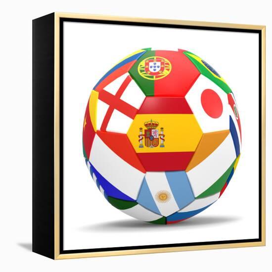 Football and Flags Representing All Countries Participating in Football World Cup in Brazil in 2014-paul prescott-Framed Stretched Canvas