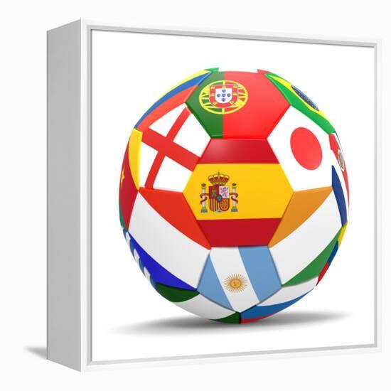 Football and Flags Representing All Countries Participating in Football World Cup in Brazil in 2014-paul prescott-Framed Stretched Canvas