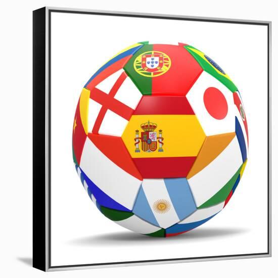 Football and Flags Representing All Countries Participating in Football World Cup in Brazil in 2014-paul prescott-Framed Stretched Canvas