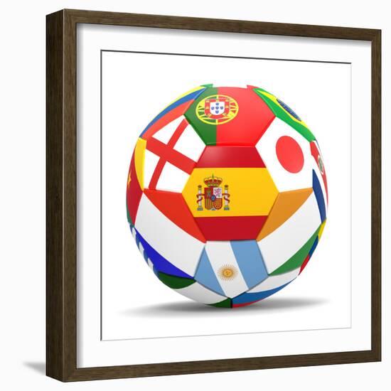 Football and Flags Representing All Countries Participating in Football World Cup in Brazil in 2014-paul prescott-Framed Premium Giclee Print