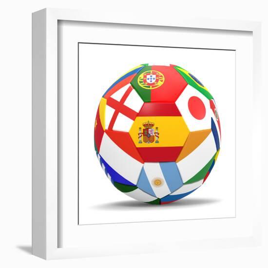 Football and Flags Representing All Countries Participating in Football World Cup in Brazil in 2014-paul prescott-Framed Art Print