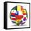 Football and Flags Representing All Countries Participating in Football World Cup in Brazil in 2014-paul prescott-Framed Stretched Canvas