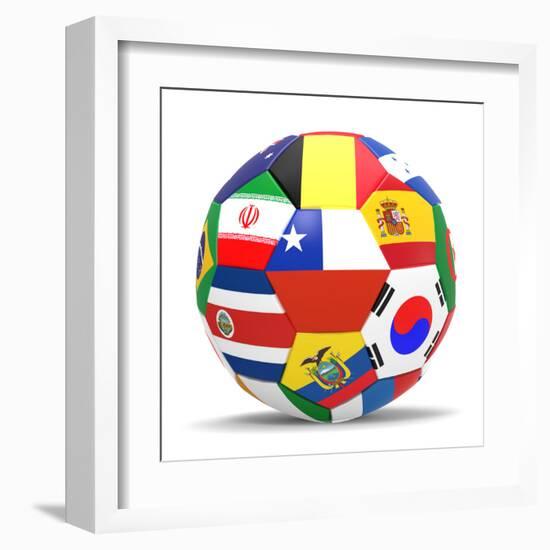 Football and Flags Representing All Countries Participating in Football World Cup in Brazil in 2014-paul prescott-Framed Art Print