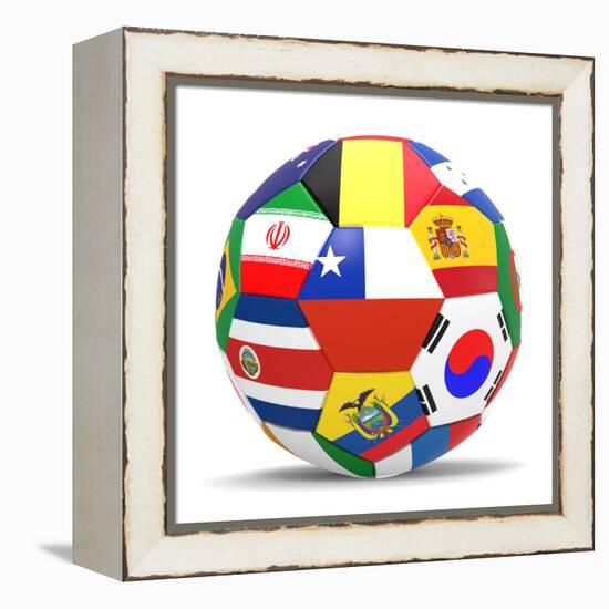 Football and Flags Representing All Countries Participating in Football World Cup in Brazil in 2014-paul prescott-Framed Stretched Canvas