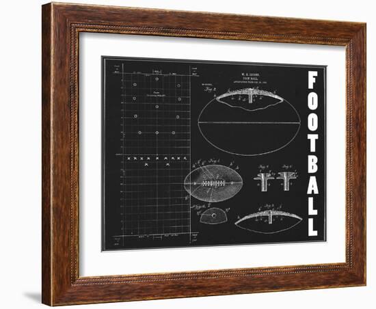 Football Blueprint 1-Tina Carlson-Framed Art Print