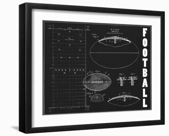 Football Blueprint 1-Tina Carlson-Framed Art Print