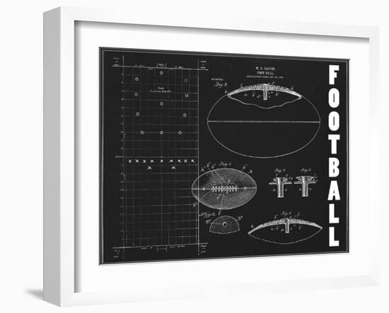 Football Blueprint 1-Tina Carlson-Framed Art Print