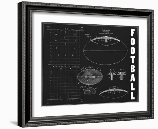 Football Blueprint 1-Tina Carlson-Framed Art Print