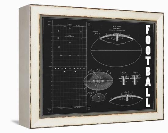 Football Blueprint 1-Tina Carlson-Framed Stretched Canvas