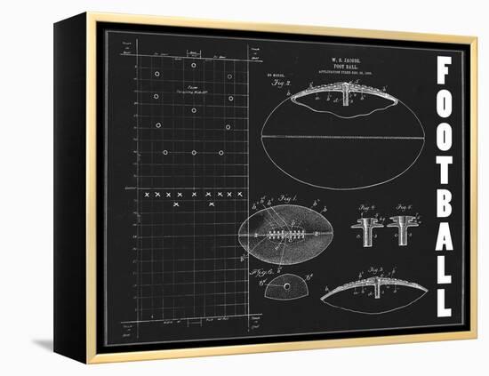 Football Blueprint 1-Tina Carlson-Framed Stretched Canvas