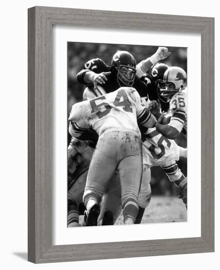 Football: Chicago Bears Dick Butkus No.51 in Action Vs Detroit Lions-Bill Eppridge-Framed Premium Photographic Print