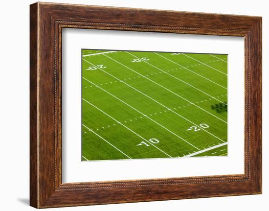 Football field of Creighton University Morrison Football Stadium showing the 10 yard and 20 yard...-null-Framed Photographic Print