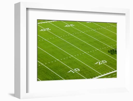 Football field of Creighton University Morrison Football Stadium showing the 10 yard and 20 yard...-null-Framed Photographic Print