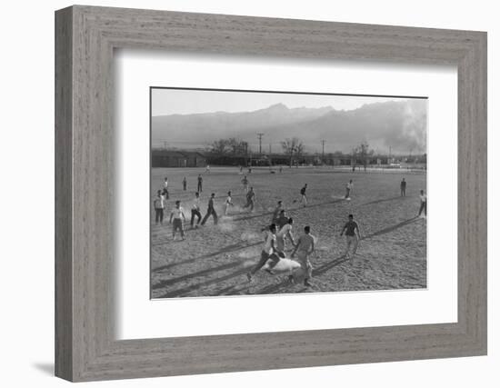 Football game at Manzanar Relocation Center, 1943-Ansel Adams-Framed Photographic Print